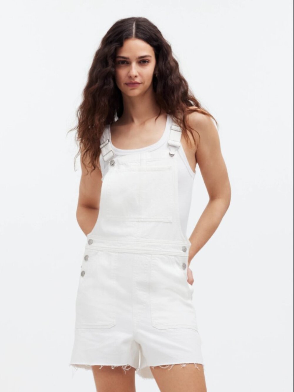 Denim Oversized Carpenter Shortalls in Tile White: Raw Hem Edition | NWT | XXL